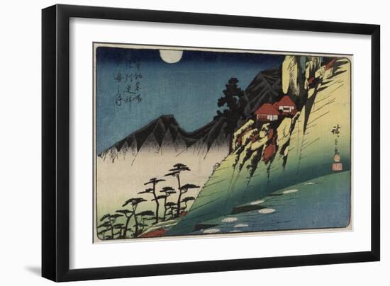 Moon Reflections on Rice Paddies of Sarashina, Shinshu Province, C. 1832-1839-Utagawa Hiroshige-Framed Giclee Print