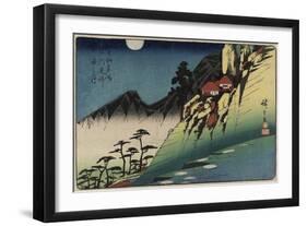 Moon Reflections on Rice Paddies of Sarashina, Shinshu Province, C. 1832-1839-Utagawa Hiroshige-Framed Giclee Print