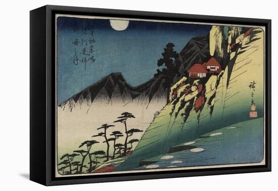 Moon Reflections on Rice Paddies of Sarashina, Shinshu Province, C. 1832-1839-Utagawa Hiroshige-Framed Stretched Canvas