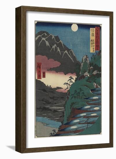 Moon Reflections on Rice Paddys at the Foot of Kyodai Mountain, Shinano Province, July 1853-Utagawa Hiroshige-Framed Giclee Print