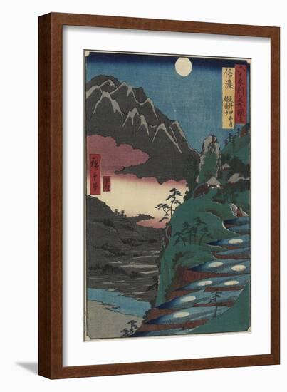 Moon Reflections on Rice Paddys at the Foot of Kyodai Mountain, Shinano Province, July 1853-Utagawa Hiroshige-Framed Giclee Print