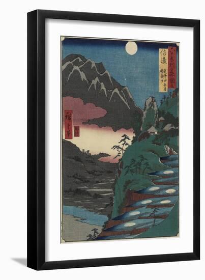 Moon Reflections on Rice Paddys at the Foot of Kyodai Mountain, Shinano Province, July 1853-Utagawa Hiroshige-Framed Giclee Print