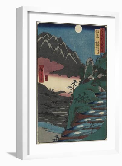 Moon Reflections on Rice Paddys at the Foot of Kyodai Mountain, Shinano Province, July 1853-Utagawa Hiroshige-Framed Giclee Print