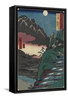 Moon Reflections on Rice Paddys at the Foot of Kyodai Mountain, Shinano Province, July 1853-Utagawa Hiroshige-Framed Stretched Canvas