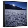 Moon Rise over Badwater in Death Valley.-Jon Hicks-Framed Stretched Canvas