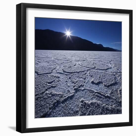 Moon Rise over Badwater in Death Valley.-Jon Hicks-Framed Photographic Print