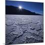 Moon Rise over Badwater in Death Valley.-Jon Hicks-Mounted Photographic Print