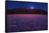 Moon Rise over Badwater.-Jon Hicks-Framed Stretched Canvas