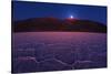 Moon Rise over Badwater.-Jon Hicks-Stretched Canvas