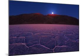 Moon Rise over Badwater.-Jon Hicks-Mounted Photographic Print