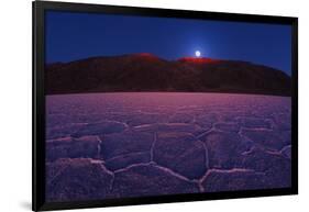 Moon Rise over Badwater.-Jon Hicks-Framed Photographic Print