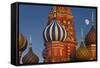 Moon Rise over St Basil's Cathedral.-Jon Hicks-Framed Stretched Canvas