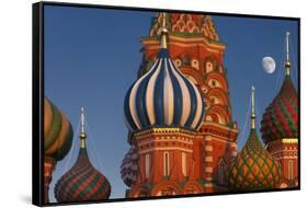 Moon Rise over St Basil's Cathedral.-Jon Hicks-Framed Stretched Canvas