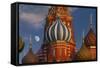 Moon Rise over St Basil's Cathedral.-Jon Hicks-Framed Stretched Canvas