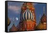 Moon Rise over St Basil's Cathedral.-Jon Hicks-Framed Stretched Canvas