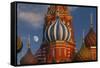 Moon Rise over St Basil's Cathedral.-Jon Hicks-Framed Stretched Canvas