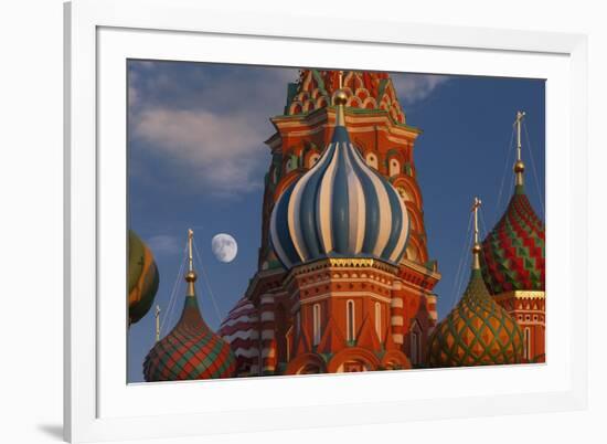 Moon Rise over St Basil's Cathedral.-Jon Hicks-Framed Photographic Print