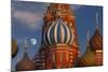 Moon Rise over St Basil's Cathedral.-Jon Hicks-Mounted Photographic Print