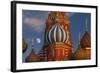 Moon Rise over St Basil's Cathedral.-Jon Hicks-Framed Photographic Print