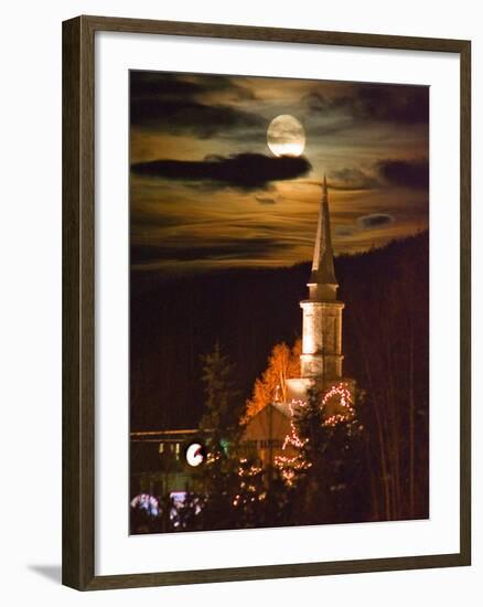 Moon Rises over a Church in Eagle River, Alaska-null-Framed Photographic Print