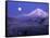 Moon Rises Over Mt. Hood, Oregon Cascades, USA-Janis Miglavs-Framed Stretched Canvas