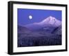 Moon Rises Over Mt. Hood, Oregon Cascades, USA-Janis Miglavs-Framed Photographic Print