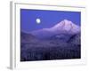 Moon Rises Over Mt. Hood, Oregon Cascades, USA-Janis Miglavs-Framed Photographic Print