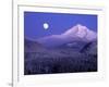 Moon Rises Over Mt. Hood, Oregon Cascades, USA-Janis Miglavs-Framed Photographic Print
