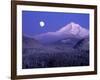 Moon Rises Over Mt. Hood, Oregon Cascades, USA-Janis Miglavs-Framed Photographic Print