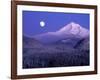 Moon Rises Over Mt. Hood, Oregon Cascades, USA-Janis Miglavs-Framed Photographic Print