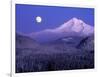 Moon Rises Over Mt. Hood, Oregon Cascades, USA-Janis Miglavs-Framed Photographic Print