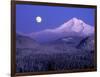 Moon Rises Over Mt. Hood, Oregon Cascades, USA-Janis Miglavs-Framed Photographic Print