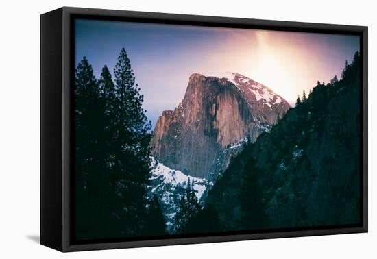 Moon Rising Behind Half Dome, Yosemite National Park, Hiking Outdoors-Vincent James-Framed Stretched Canvas
