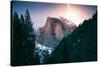 Moon Rising Behind Half Dome, Yosemite National Park, Hiking Outdoors-Vincent James-Stretched Canvas