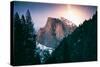 Moon Rising Behind Half Dome, Yosemite National Park, Hiking Outdoors-Vincent James-Stretched Canvas