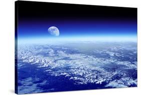 Moon Rising Over Earth's Horizon-Detlev Van Ravenswaay-Stretched Canvas