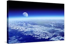 Moon Rising Over Earth's Horizon-Detlev Van Ravenswaay-Stretched Canvas