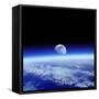 Moon Rising Over Earth's Horizon-Detlev Van Ravenswaay-Framed Stretched Canvas