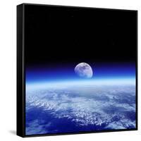 Moon Rising Over Earth's Horizon-Detlev Van Ravenswaay-Framed Stretched Canvas