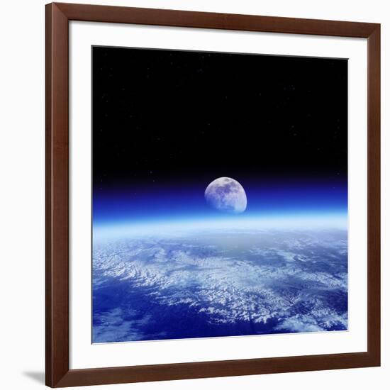 Moon Rising Over Earth's Horizon-Detlev Van Ravenswaay-Framed Photographic Print