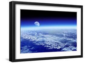 Moon Rising Over Earth's Horizon-Detlev Van Ravenswaay-Framed Photographic Print