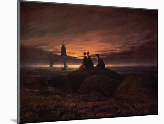 Moon Rising over the Sea, 1822-Caspar David Friedrich-Mounted Giclee Print