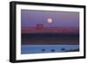 Moon Rising over Tower Butte. Arizona, Lake Powell and Houseboats-David Wall-Framed Photographic Print