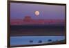 Moon Rising over Tower Butte. Arizona, Lake Powell and Houseboats-David Wall-Framed Photographic Print