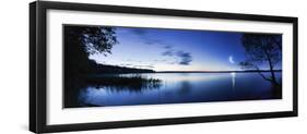 Moon Rising over Tranquil Lake Against Moody Sky, Mozhaisk, Russia-null-Framed Photographic Print