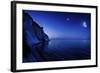 Moon Rising over Tranquil Sea and Mons Klint Cliffs, Denmark-null-Framed Photographic Print