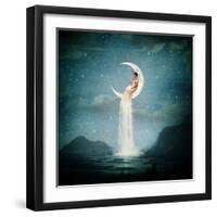 Moon River Lady-Paula Belle Flores-Framed Art Print