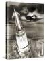 Moon Rocket Launch, 1950s Artwork-Detlev Van Ravenswaay-Stretched Canvas