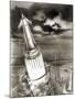 Moon Rocket Launch, 1950s Artwork-Detlev Van Ravenswaay-Mounted Photographic Print