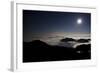 Moon Sand Stars Shine Above Low Lying Clouds on Mount Rainier National Park-Dan Holz-Framed Photographic Print